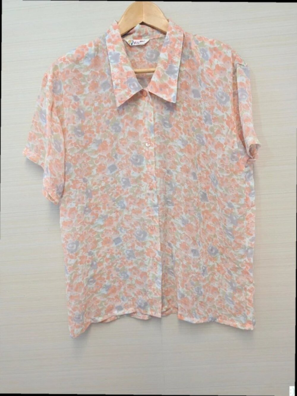 Vintage 80s Pastel Floral Blouse Short Sleeve Lightweight Top Womens UK Size 14 - Picture 3 of 5